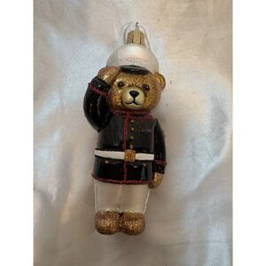 Old World Christmas Marines Bear Glass Christmas Holiday Ornament Military